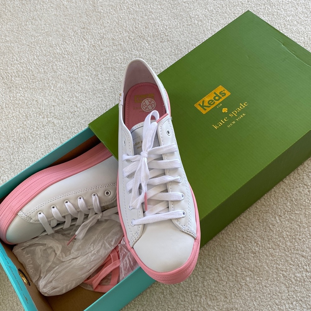 New with box White leather Keds for Kate Spade New York